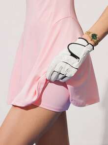 CourtClass Damen Einfarbiges Poloshirt-Kleid mit Reißverschluss, halber Knopfleiste, Polokragen und Kurzarm, mit Shorts - Babypink - Übersicht 7