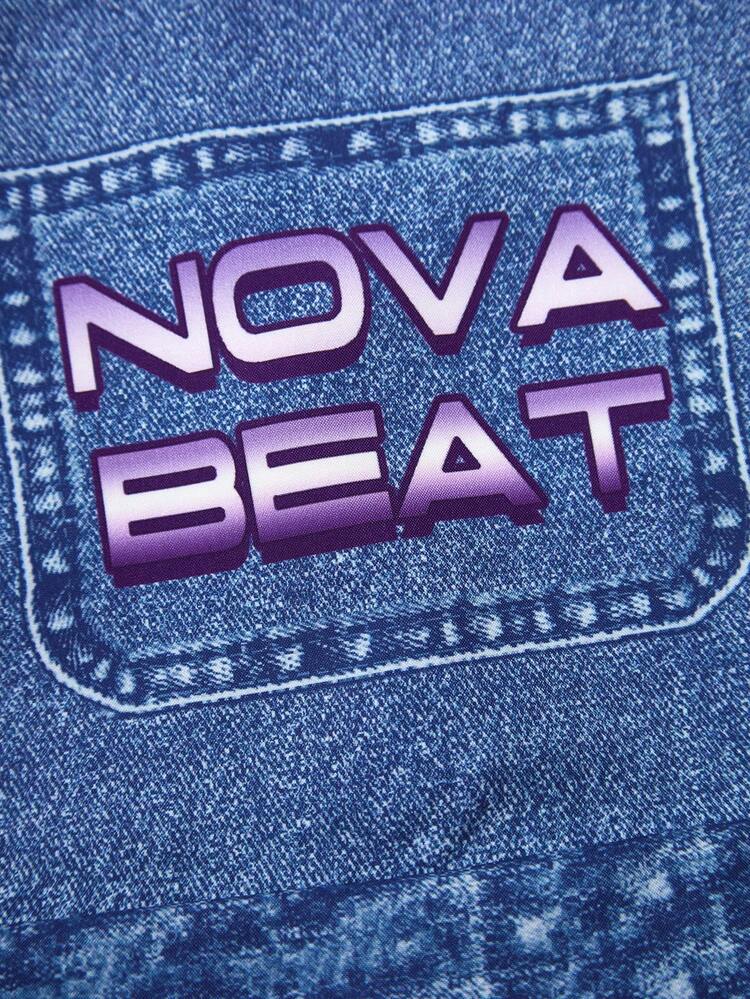 SHEIN Peto de punto con estampado de estrellas para niñas preadolescentes, de moda para volver al colegio, conjunto personalizado para primavera, verano y otoño - Neblina azul - Añade 6