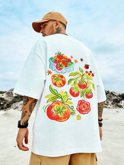 Men's Casual Loose Fit Printed Oversized T-Shirt