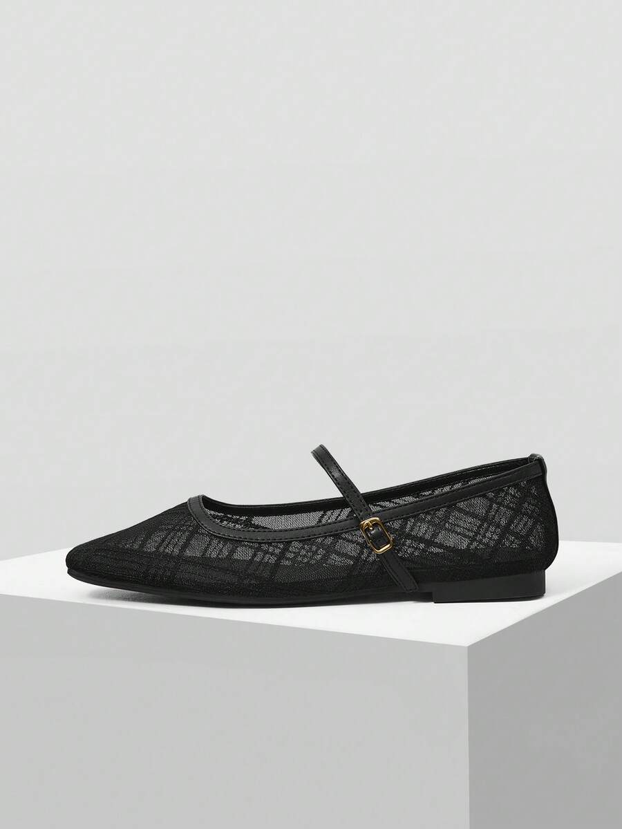 MOTF WOMEN'S CASUAL COMMUTE SHEER MESH FLAT SHOES SPRING SHOES - Black - View 2