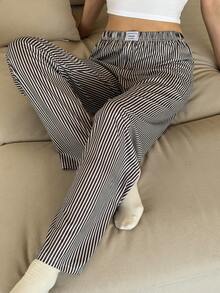 Dream Adore 女士休闲格子印花松紧腰宽松直筒睡裤 - 彩色 - 查看 3