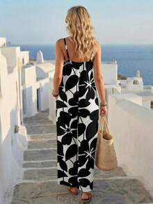 Faunlyn 女士休闲宽松连体裤，度假装，夏季女装，剪影印花 - 彩色 - 查看 2