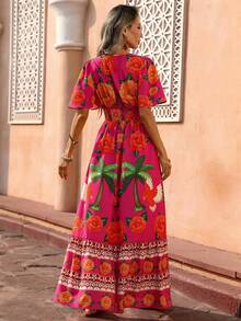 Flora Isola Flora Isola Vestido Longo Boêmio Feminino Boêmio Primavera Verão | Vestido Estampado Floral Fúcsia Multicolorido | Conjunto Elegante Romântico de Luxo Leve para Férias em Ilha, Spa, Resort, Caminhada, Piquenique, Convidado de Casamento, Encontro no Dia dos Namorados, Festa - Pink - Visão 2