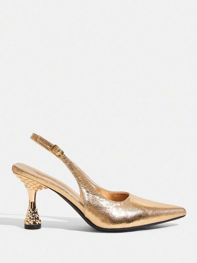 CUCCOO TILAWA Women Shoes Pointed High Heel Wine Glass And Champagne Simple Slingback Women's Slingback Shoes Fashion Gorgeous Party Banquet Sexy Women's High Heel Shoes Women's Shoes