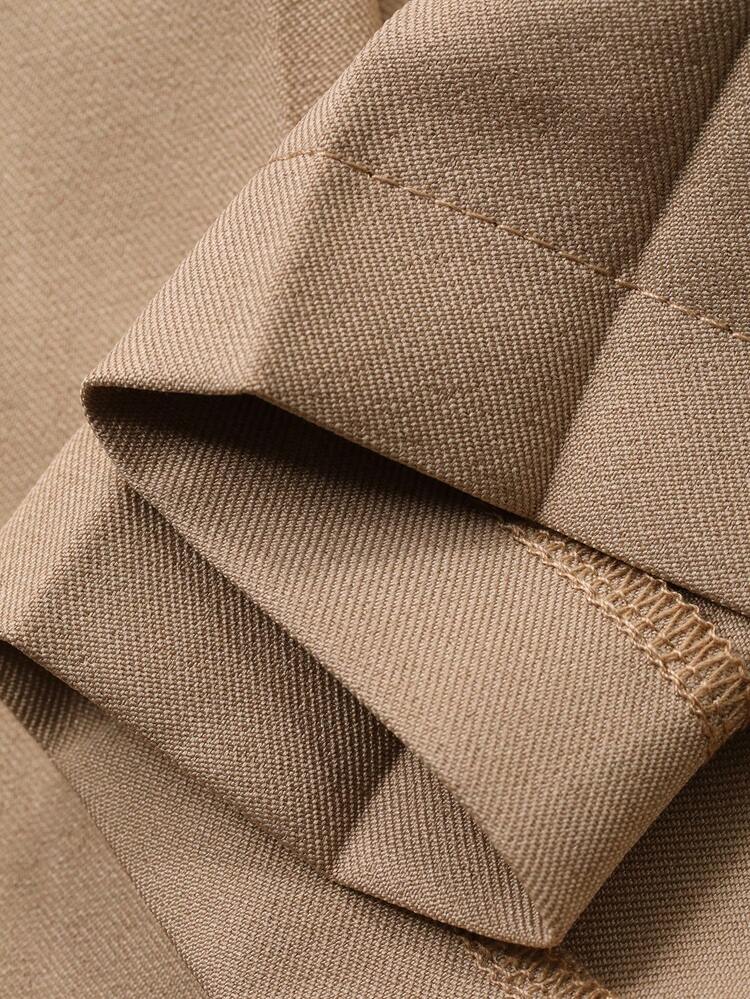 Women's Casual Blazer Collar Faux Pocket Pleated Skirt 2 Pieces Set, Spring/Summer