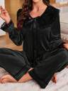 PalaceNights Vintage Palace Style Korean Velvet Lace Collar Women Pajama Set, Autumn/Winter