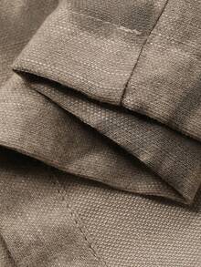 DAZY 女士纹理印花V领收腰背心和宽松阔腿裤两件套休闲优雅套装 - 卡其色 - 查看 7