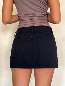 Aloruh Women's Fashion Street Style Rhinestone Embellished Mini Denim Skirt,Summer,Valentine's Day,Sequin Skirt ,Party  Skirt,Sparkly Skirt,Black Skirt,Carnival, Diamante Embellished Denim Mini Skirt Glam Party Club Festival Autumn Fall Winter Strapless Rhinestone Crystal Fitted Mini Skirt Design,Women's Low Rise Black Denim Mini Skirt Rhinestone Bodycon Y2K Music Festival Party Outfit,Low Rise Denim Skirt,Rhinestone Denim Skirt,Spicy Sweet Mini Skirt,Sparkly Mini Skirt,Club Mini Skirt,Sexy Denim Skirt,Party Outfit,Summer Party Outfit,Date Night Outfit Skirt,Weekend Party Outfit,Wedding After Party Outfit - Black - View 2