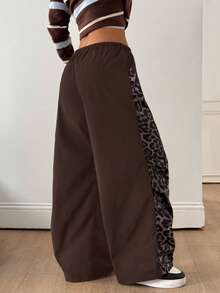 Coolane 女士春夏音乐会街头风撞色降落伞裤 - 棕色 - 查看 6