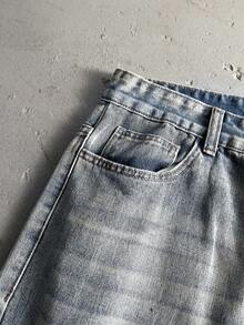 StoneGrade Pantalones vaqueros de corte ancho y ajuste holgado de azul oscuro vintage lavado para hombre, StreetEZ - Azul lavado oscuro - Ver 7