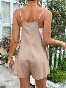 SHEIN Bộ áo liền quần bầu màu trơn, kiểu dáng thường ngày - Màu Khaki - Xem 2