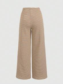 SHEIN 少女宽松休闲舒适中腰条纹裤 - 彩色 - 查看 3