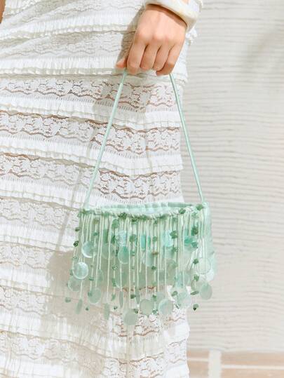 SHECARRY Túi đeo vai nữ, thời trang, thanh lịch, đơn giản, cá tính, đa năng, đính hạt, mảnh vỏ sò, thích hợp cho đi biển, kỳ nghỉ, du lịch, mùa hè, ven biển, hẹn hò, tiệc trà chiều, tiệc trên đảo, hàng ngày. Túi mini đính hạt dễ thương, nữ tính, thích hợp cho các dịp hè.