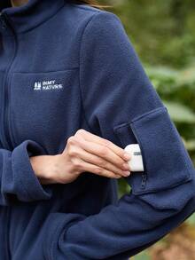 In My Nature 女士字母刺绣拉链前开长袖户外抓绒外套 - 藏蓝色 - 查看 1