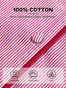 Maija 2025秋冬季不对称领撞色滚边条纹女式衬衫 - 玫紅色 - 查看 6