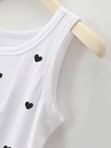 Resyla Women's Black Heart Embroidery Crew Neck Camisole - White - View 5