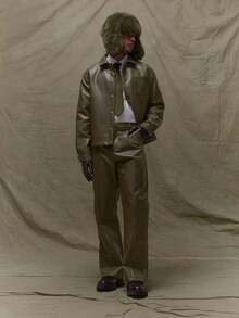 Musero Quần da ống đứng, chi tiết đường may, kiểu xếp ly phía trước, thích hợp cho mùa xuân và hè. - Màu xanh Ô liu - Xem 6