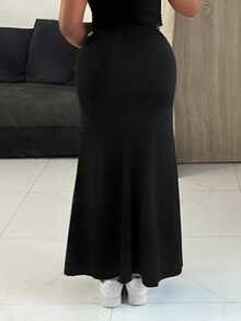 Slaydiva 早春新款，春夏音乐节，情人节，复活节休闲风，简约基础款，Y2K街头甜美风，畅销款，日常约会，辣妹风，性感，运动时尚风，交叉腰伞裙，A字裙，黑色半身裙，女士半身裙 -A - 黑色 - 查看 2