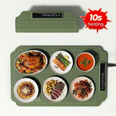 Teckwe Electric Heating Cutting Board Food Warming Tray, Food Warming Mat, 10s Fast Heating, 4-Level Temp 3 Timer, Child Lock , Food Warmer Chafing Dishes For Buffet-UK Plug