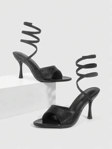 CUCCOO SZL Women's Lace-Up Design Fashionable Daily Wear High Heel Sandals - Black - View 4