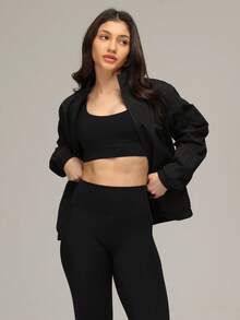 Sigmas Women's Woven Full Zip Slim Track Jacket Spring - Black - View 3