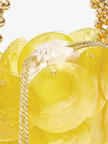 SHECARRY Ladies, Women Top Handle Bags, Fashionable, Elegant, Simple, Personalized, Versatile, Shell Pieces, Metal Handles, For Beach, Vacation, Holiday, Summer - Yellow - View 6