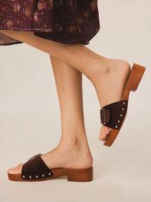 Styleloop Giày sandal đế cao có quai dành cho nữ dịp Giáng sinh - Lạc đà - Xem 5
