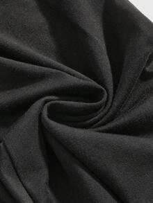 ROMWE Grunge Punk 女士百搭黑色抽绳喇叭裤 - 深灰色 - 查看 3