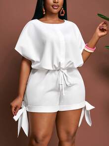 Slaydiva Summer White Silky Smart Casual Holiday 2pcs Set,Plus Size Backless Waist Crop Top And Shorts,Boho Beach Music Festival Streetwear Chic Outfits - White - View 5