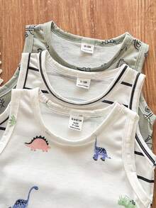 SHEIN Vintaside Kids 3pcs/Set Baju Terusan Bayi Rajut Lembut Warna Polos Tanpa Lengan - MultiWarna - View 6