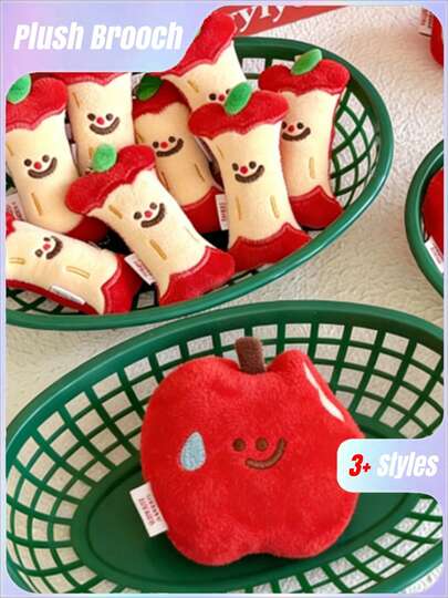1 chiếc ghim cài áo hình quả táo nhồi bông dễ thương, phụ kiện trang trí balo nữ tính, đồ chơi mềm mại đáng yêu.