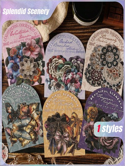 1set Of Six Beautifully Designed Diary Stickers, Diary Materials, And High-End Retro Diy Diary Stickers.