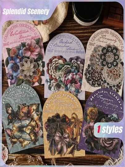 1set Of Six Beautifully Designed Diary Stickers, Diary Materials, And High-End Retro Diy Diary Stickers.