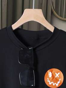 SHEIN 两件套青少年男童黑色T恤和绿色休闲短裤，时尚套装 - 橘色 - 查看 4