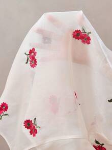 Modelyn Women's Plus Size Long Sleeve Elegant Floral Embroidery Blouse - Apricot - View 6