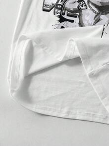 Fantacosmos 男童可爱小熊印花T恤、带口袋的工装短裤和迷你斜挎包三件套，春夏款 - 灰色 - 查看 6