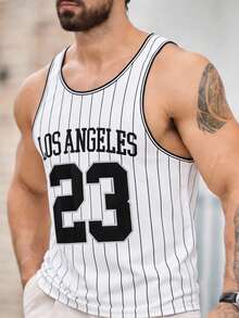 HIMLAND Men's Casual Retro Printed Jersey Tank Top - Multicolor - View 2