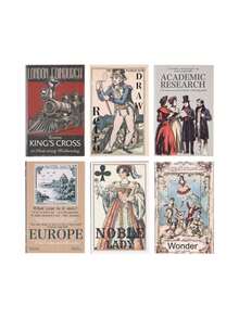 6pcs-Piece Set Vintage European-Style Non-Adhesive Scrapbook Paper | Cross-Border Retro Kraft Paper Journal Sticker Book - Multicolor - View 9