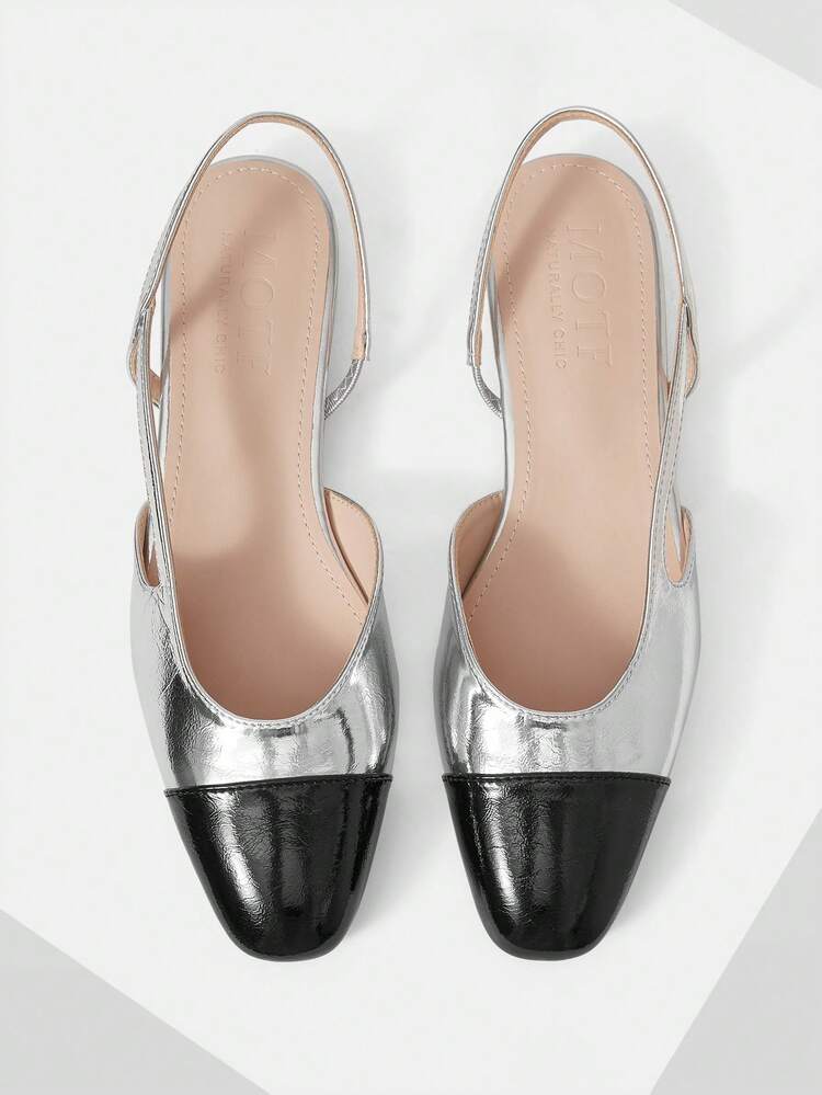 SPRING AND SUMMER NEW SPLICING SMALL ROUND TOE WOMEN'S SHOES, SLINGBACK LOW VAMP FLAT SHOES WOMEN SPRING SHOES