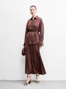 CUCCOO BIZCHIC Women's Simple Round Toe Thick Heel High Heel Sandals - Brown - View 6