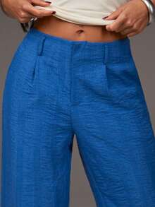 Athîral Women's Casual Blue Embroidered Wide Leg Pants, Suitable For Outings And Vacations - Blue - View 5