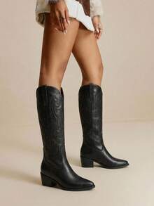 Daringsoles Women's Mid-Calf Boots, Bohemian Western Music Festival Style, Suitable For Party, Christmas, Halloween Outfits - Black - View 10