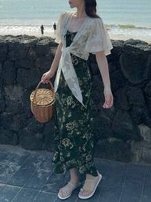 DAZY Women's Casual Vacation All-Over Print Sleeveless Dress - Green - View 8