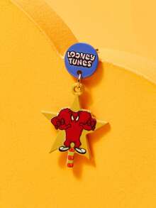LOONEY TUNES X SHEIN 1 Pair Zinc Alloy Painted Cartoon Pattern Pendant Earrings, Simple & Cute, Lightweight Luxury Niche, Suitable For Parties, Concerts, Festivals - Yellow - View 4