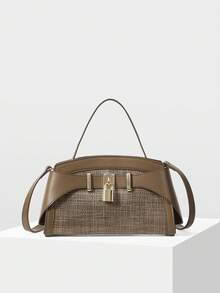 MOTF PREMIUM FASHION LOCK DETAIL TOP HANDLE BAG - Light brown - View 4