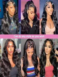 32 Inch 200% Density Water Ripple Lace Wig - Ready To Wear And Walk Lace Area 13 * 4, Natural Hairline, Natural Black Lace Forehead Wig - No Glue, No Skills Required, - Natural & Black - View 4