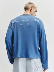 TOKVUE Men's Fashionable Textured Fabric Embroidered T-Shirt - Royal Blue - View 1