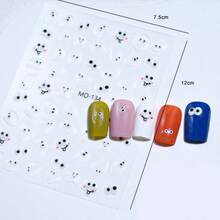 Pegatinas con expresión de ojos 3D, pegatinas divertidas y que alivian el estrés, pegatinas de uñas de gelatina 3D lindas, pegatinas de uñas con caras, pegatinas de dibujos animados. - Multicolor - Ver 5