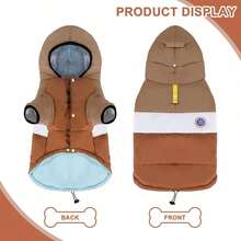 2-Leg Warm Hooded Sweater Jacket For Dogs, Comfortable Pet Clothes For Cold Weather, Cute Dog Outfit, Fashionable Small Dog Winter Coat With Hood - Multicolor - View 20