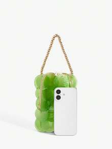 SHECARRY Bolsos de mano para mujer, de moda, elegantes, sencillos, personalizados, versátiles, con piezas de concha y asas de metal, ideales para la playa, vacaciones, días festivos y verano - Hierba verde - Ver 4